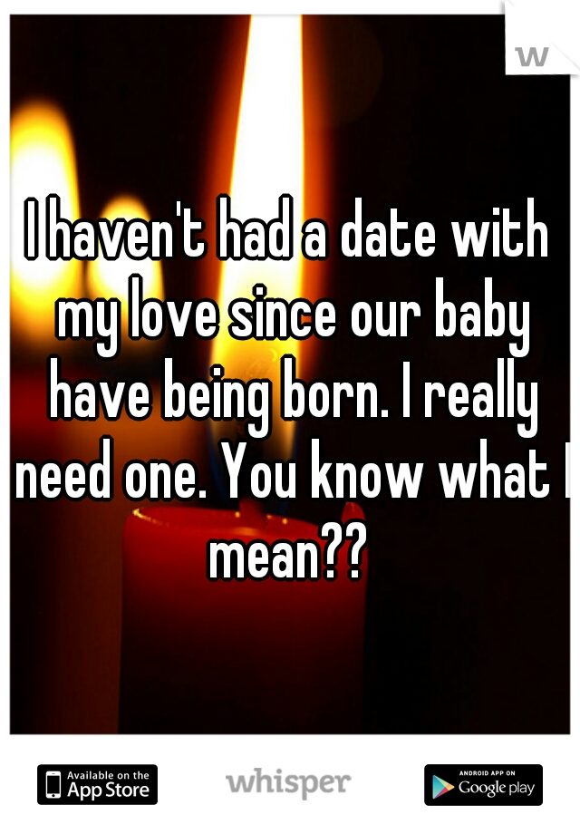 I haven't had a date with my love since our baby have being born. I really need one. You know what I mean?? 