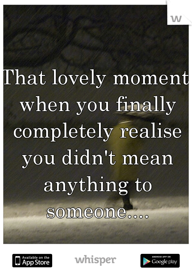 That lovely moment when you finally completely realise you didn't mean anything to someone....