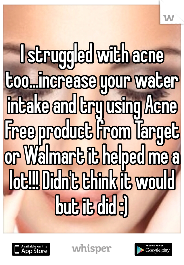 I struggled with acne too...increase your water intake and try using Acne Free product from Target or Walmart it helped me a lot!!! Didn't think it would but it did :) 