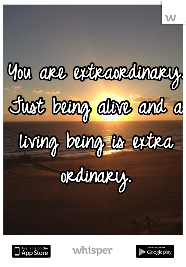 You are extraordinary. Just being alive and a living being is extra ordinary. 