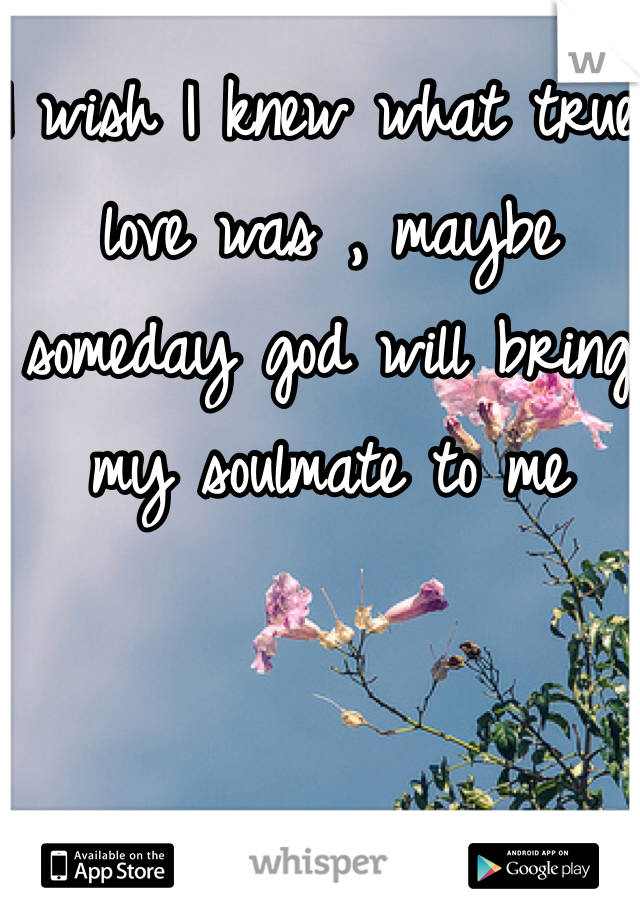 I wish I knew what true love was , maybe someday god will bring my soulmate to me 