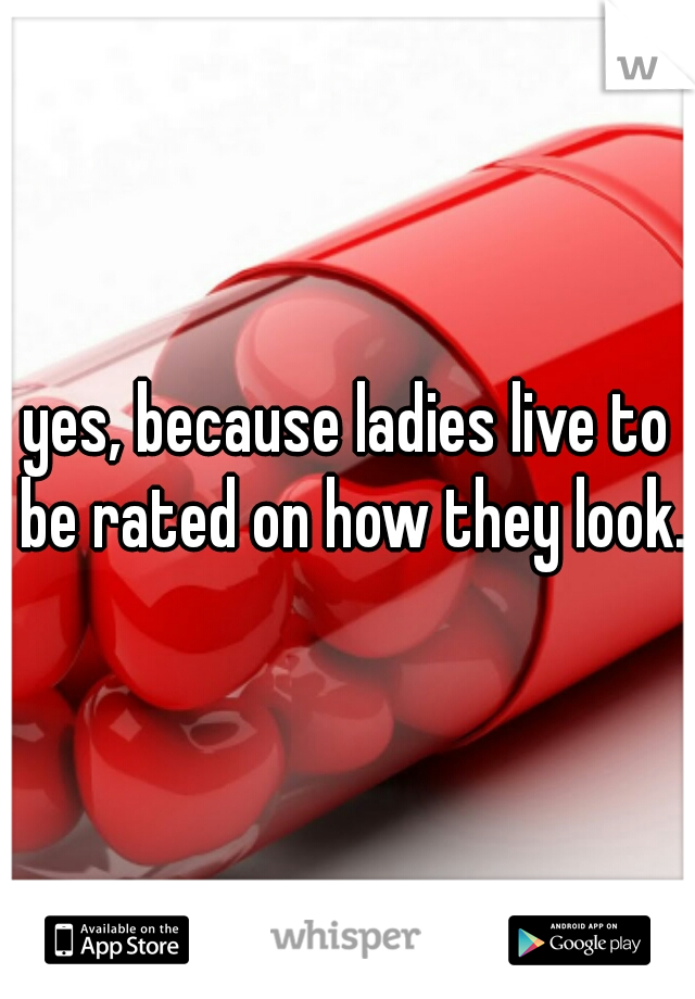 yes, because ladies live to be rated on how they look.