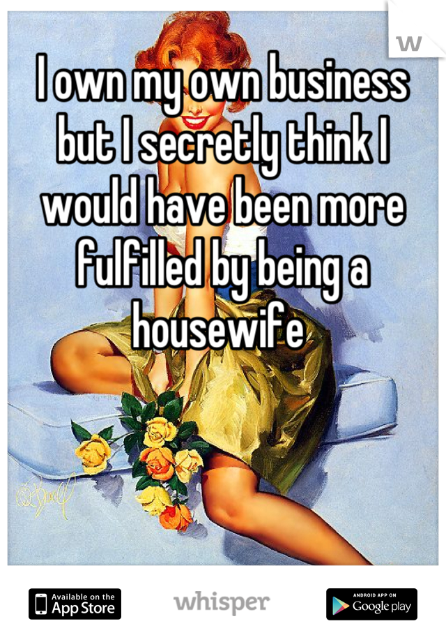 I own my own business but I secretly think I would have been more fulfilled by being a housewife 
