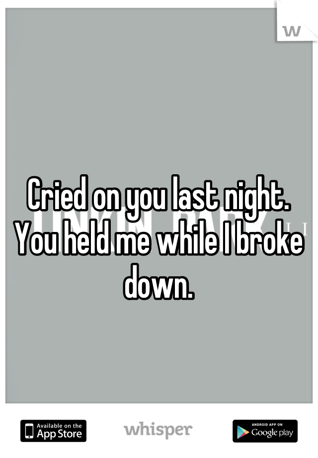 Cried on you last night. 
You held me while I broke down.
