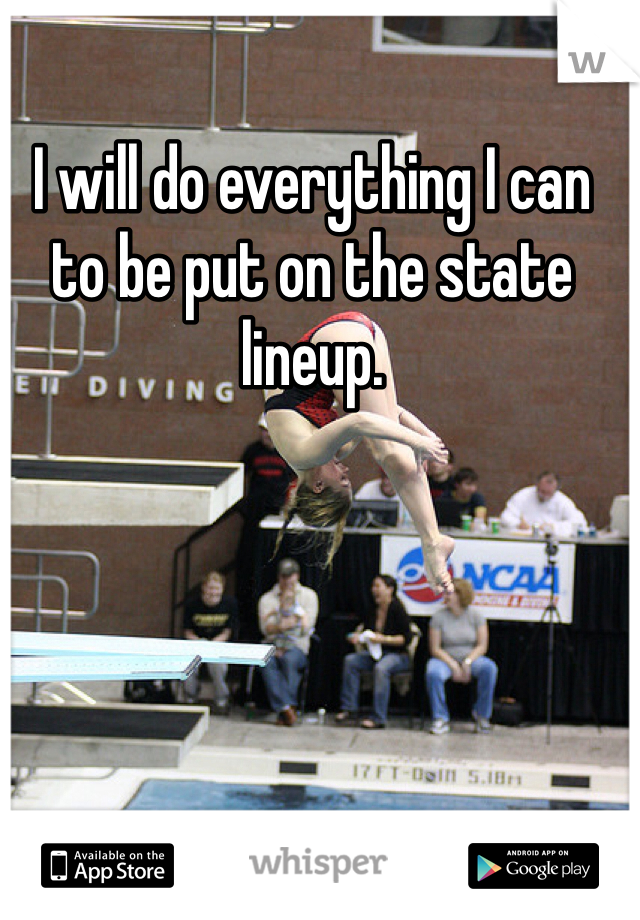 I will do everything I can to be put on the state lineup.