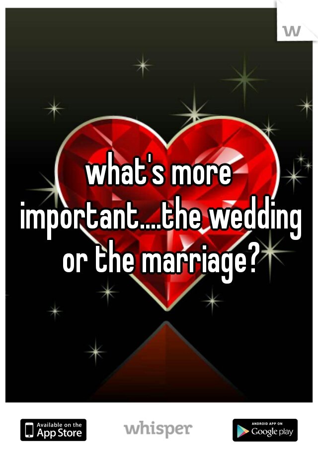 what's more important....the wedding or the marriage?