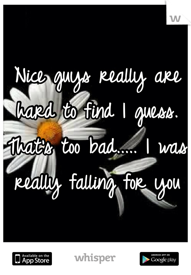 Nice guys really are hard to find I guess. That's too bad..... I was really falling for you 