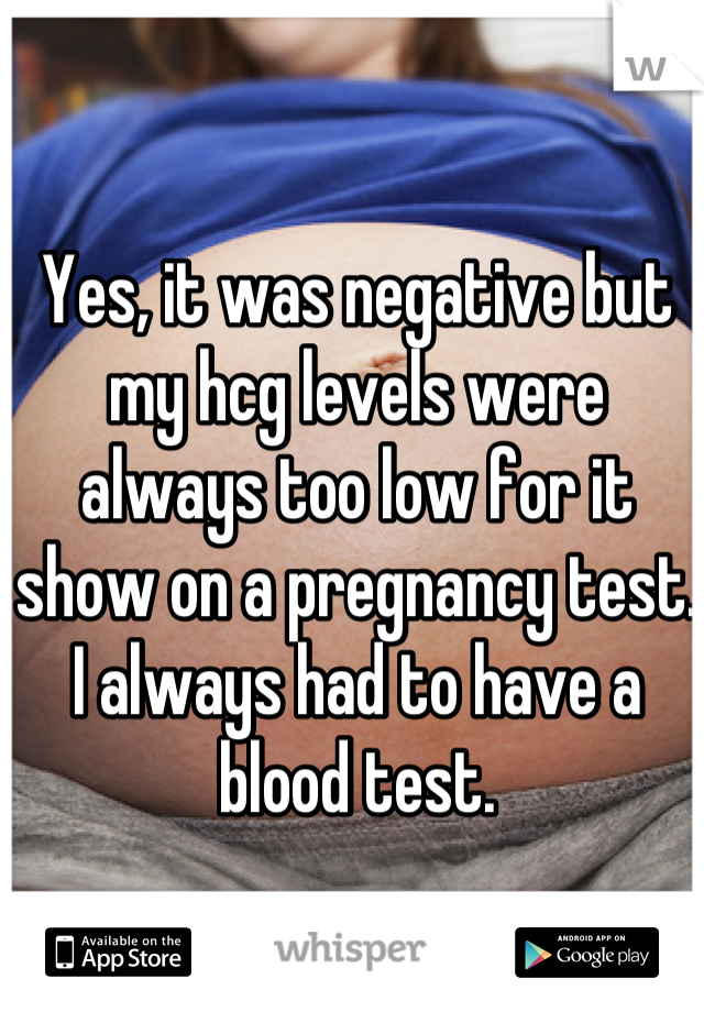 Yes, it was negative but my hcg levels were always too low for it show on a pregnancy test. I always had to have a blood test.