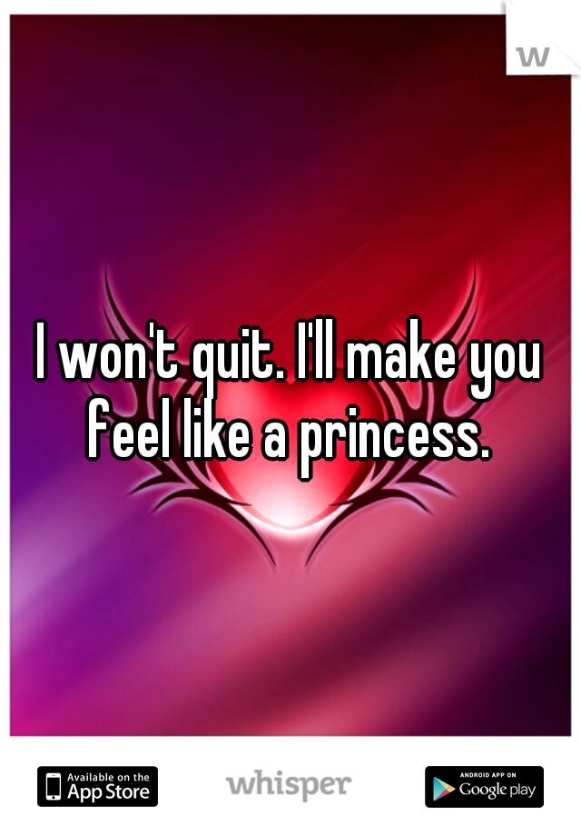 I won't quit. I'll make you feel like a princess. 