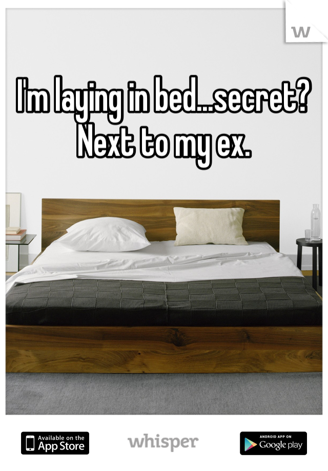 I'm laying in bed...secret? Next to my ex.