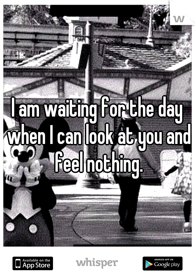 I am waiting for the day when I can look at you and feel nothing.
