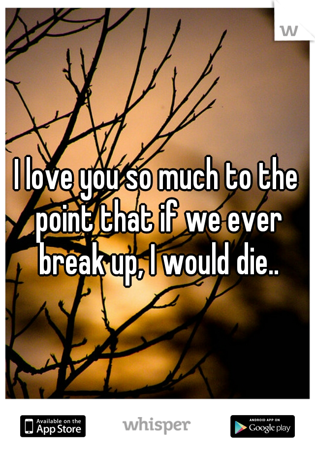 I love you so much to the point that if we ever break up, I would die..