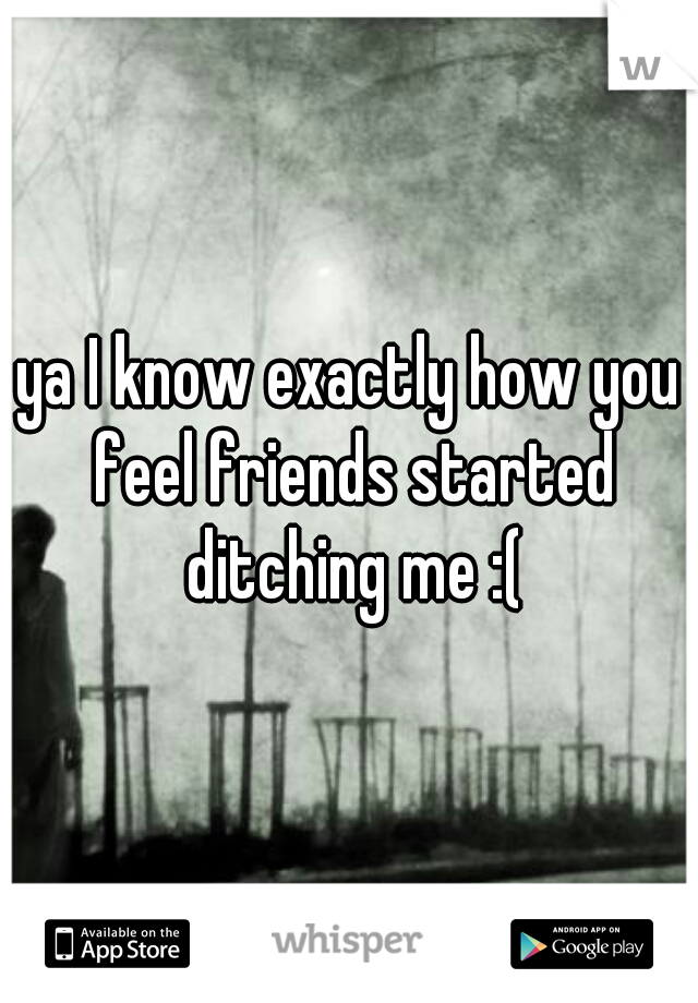 ya I know exactly how you feel friends started ditching me :(