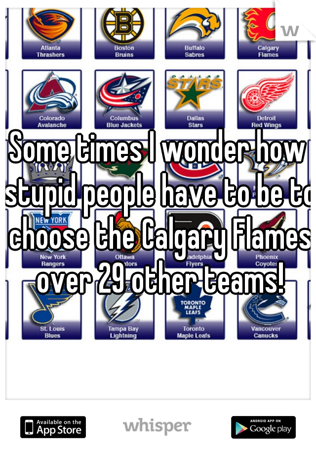 Some times I wonder how stupid people have to be to choose the Calgary Flames over 29 other teams!