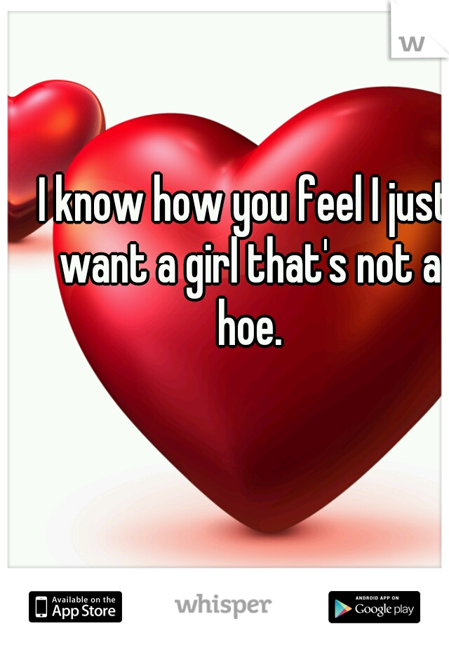 I know how you feel I just want a girl that's not a hoe.