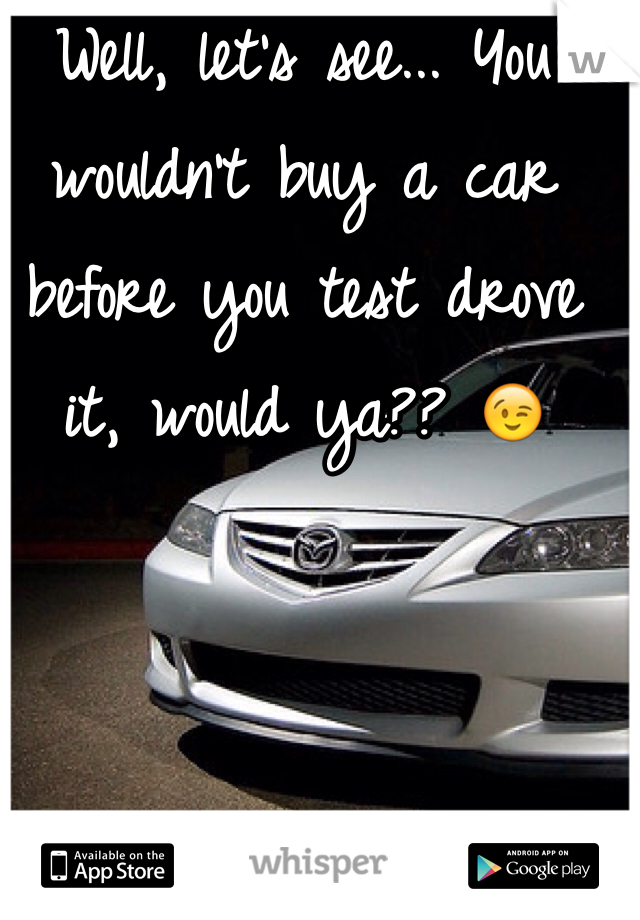 Well, let's see... You wouldn't buy a car before you test drove it, would ya?? 😉