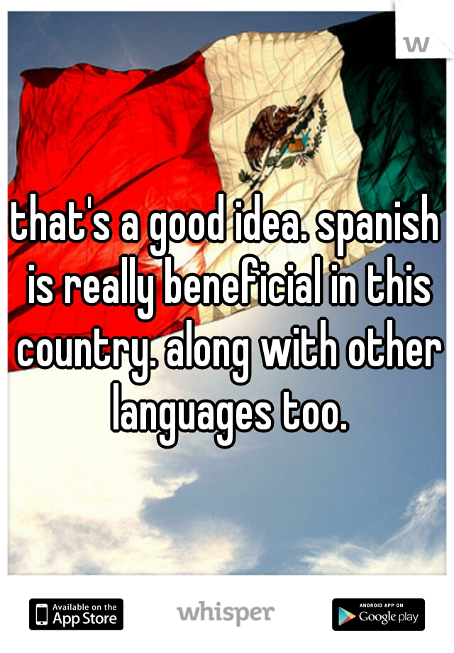 that's a good idea. spanish is really beneficial in this country. along with other languages too.