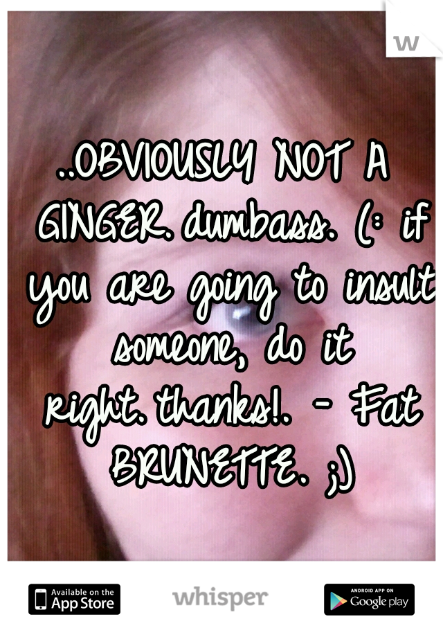 ..OBVIOUSLY NOT A GINGER.
dumbass. (: if you are going to insult someone, do it right.
thanks!.

- Fat BRUNETTE. ;)