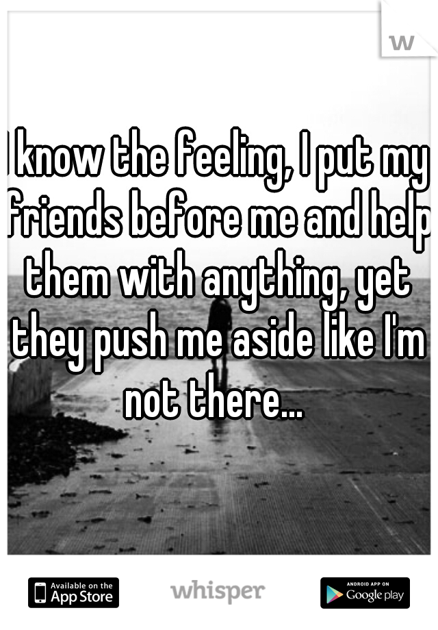 I know the feeling, I put my friends before me and help them with anything, yet they push me aside like I'm not there... 