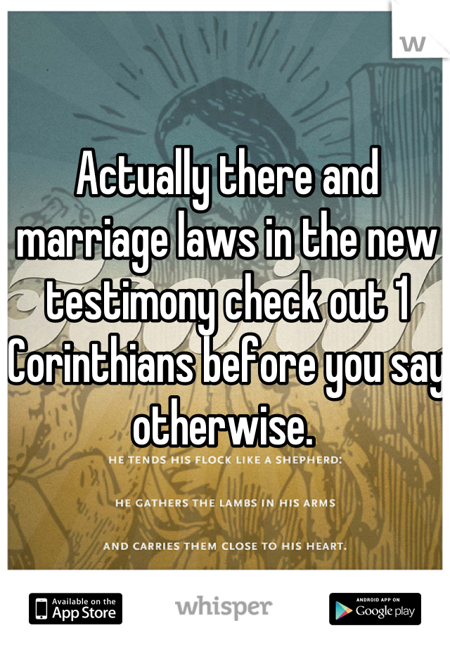 Actually there and marriage laws in the new testimony check out 1 Corinthians before you say otherwise. 