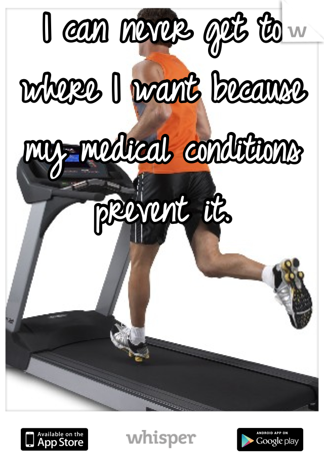I can never get to where I want because my medical conditions prevent it.