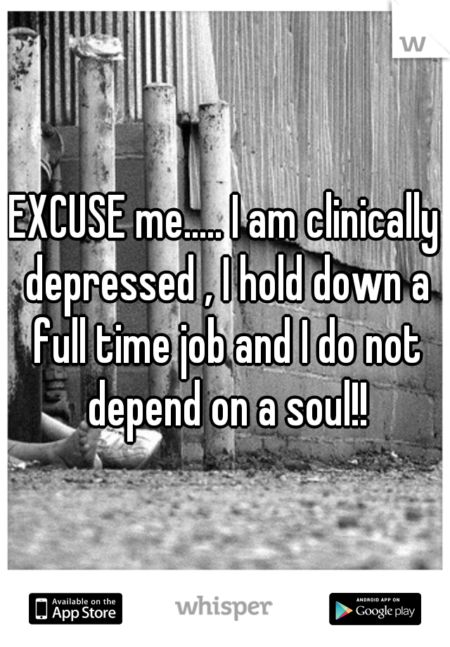 EXCUSE me..... I am clinically depressed , I hold down a full time job and I do not depend on a soul!!