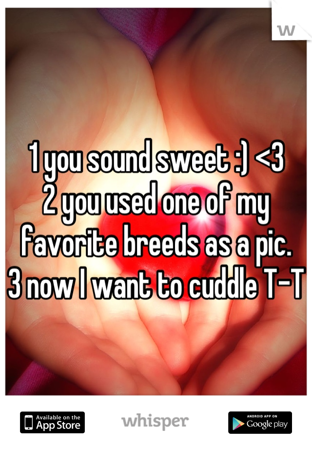 1 you sound sweet :) <3
2 you used one of my favorite breeds as a pic.
3 now I want to cuddle T-T
