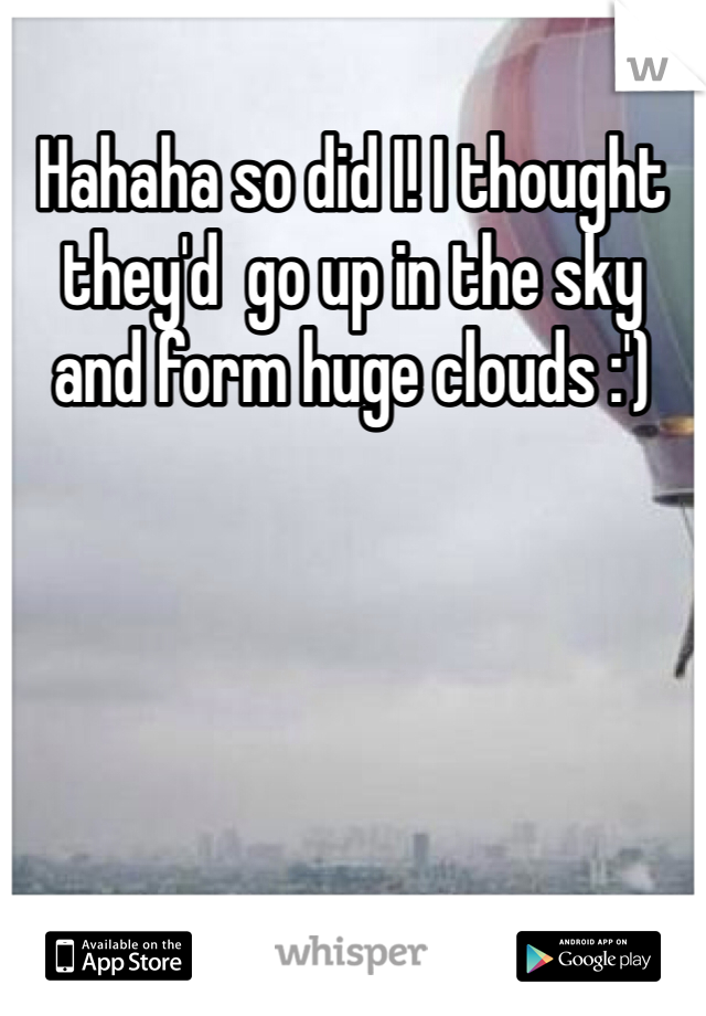 Hahaha so did I! I thought they'd  go up in the sky and form huge clouds :')

