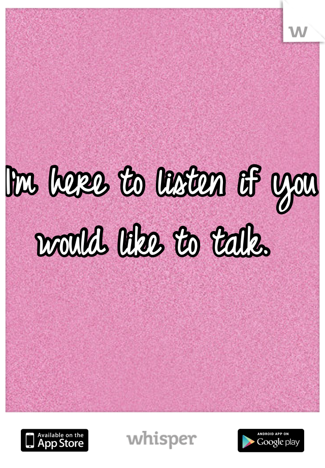 I'm here to listen if you would like to talk. 