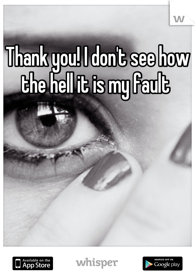 Thank you! I don't see how the hell it is my fault 