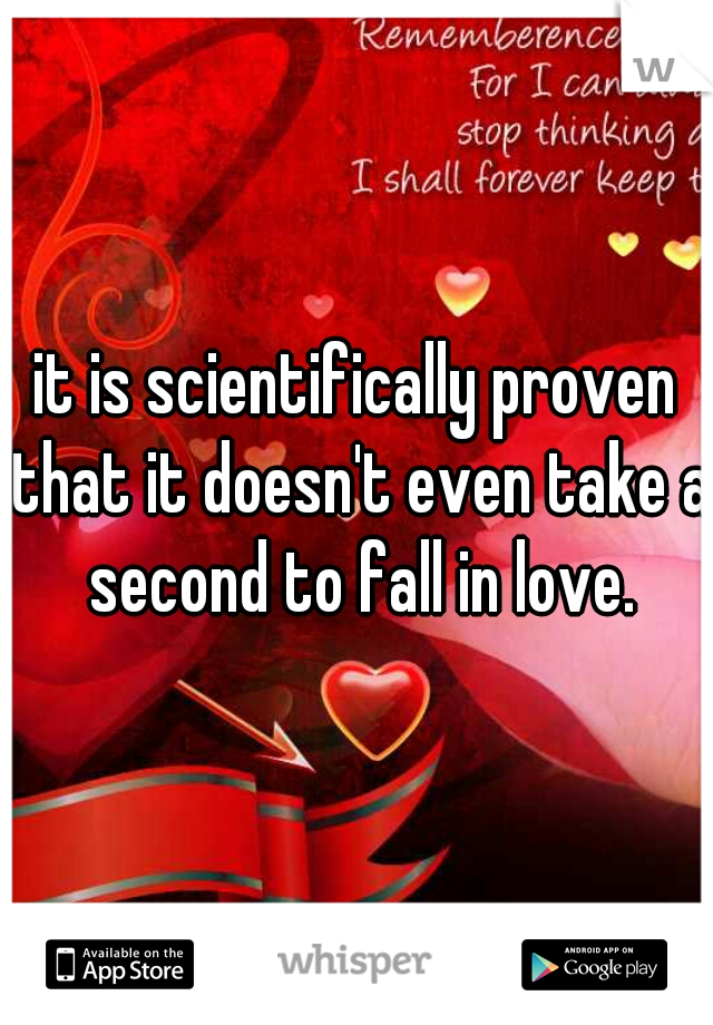 it is scientifically proven that it doesn't even take a second to fall in love.