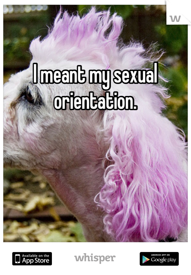 I meant my sexual orientation. 