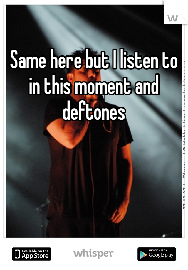 Same here but I listen to in this moment and deftones
