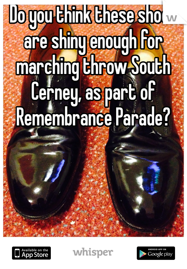 Do you think these shoes are shiny enough for marching throw South Cerney, as part of Remembrance Parade?