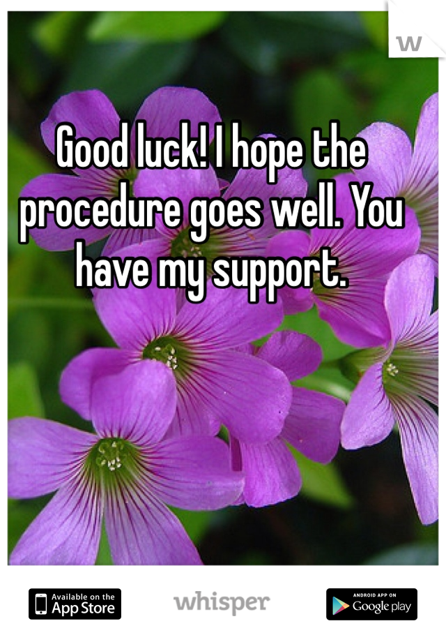 Good luck! I hope the procedure goes well. You have my support. 