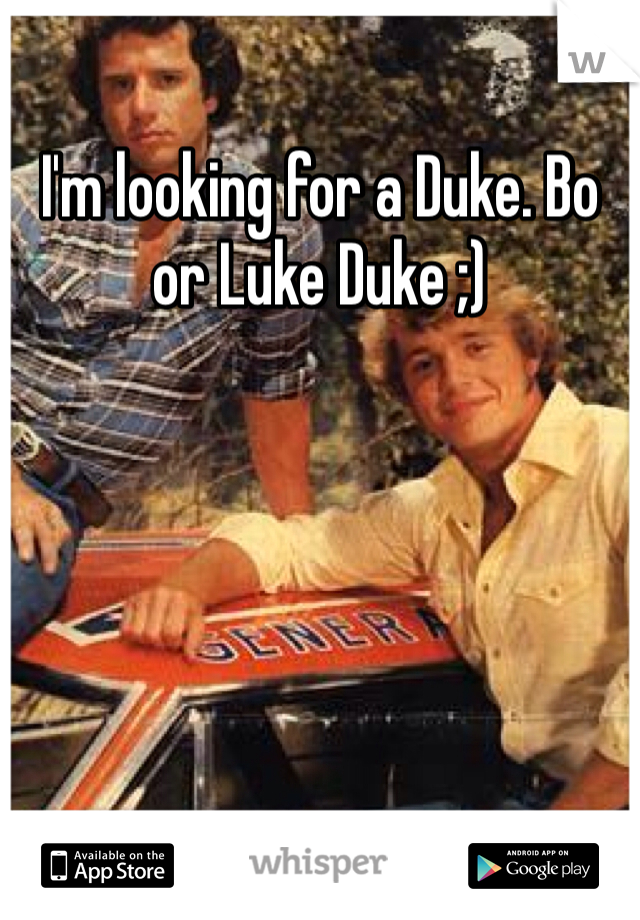 I'm looking for a Duke. Bo or Luke Duke ;) 
