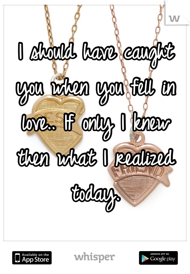 I should have caught you when you fell in love.. If only I knew then what I realized today. 