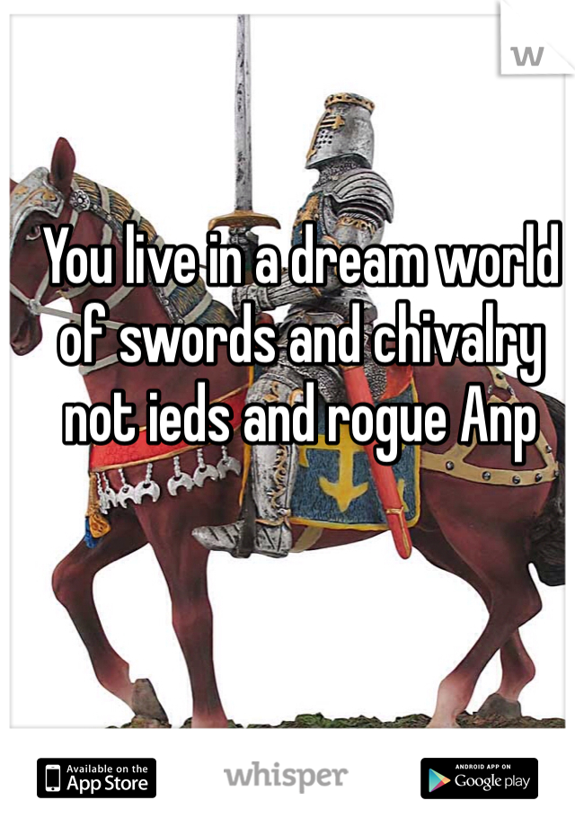 You live in a dream world of swords and chivalry not ieds and rogue Anp