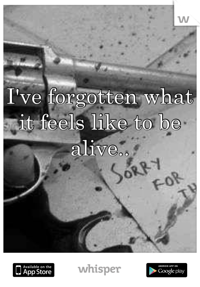 I've forgotten what it feels like to be alive..