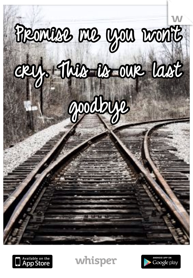 Promise me you won't cry. This is our last goodbye