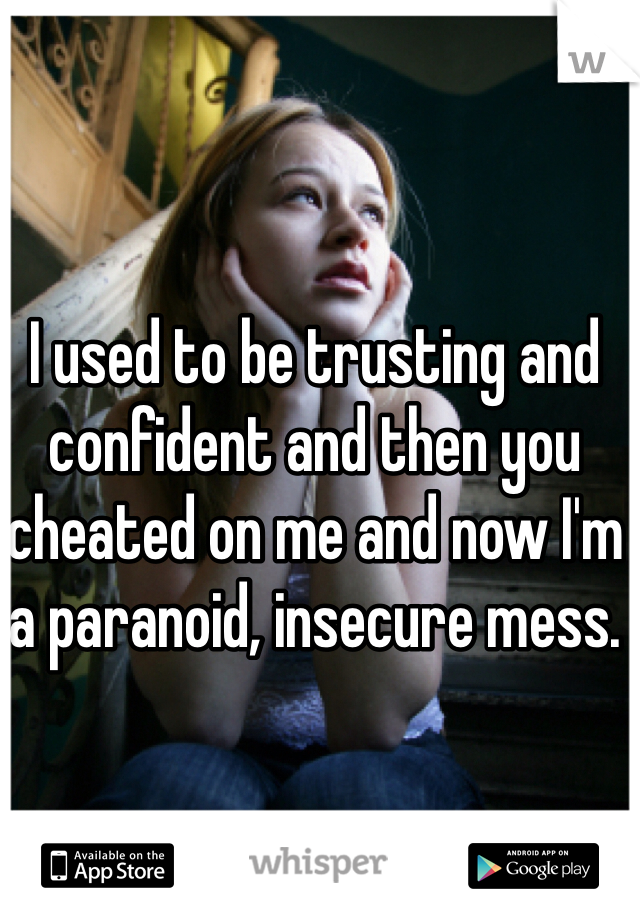 I used to be trusting and confident and then you cheated on me and now I'm a paranoid, insecure mess.