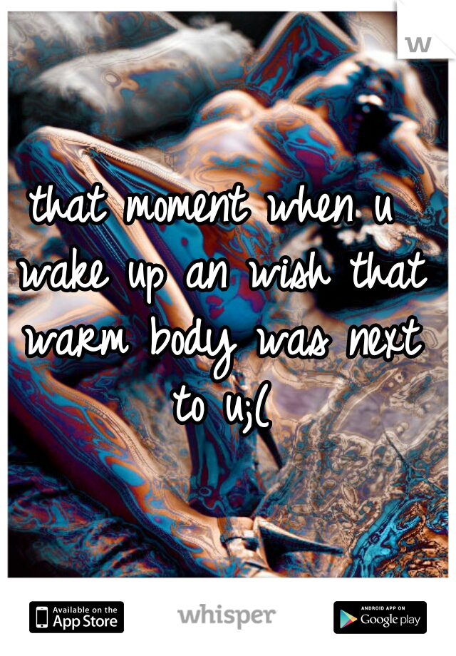 that moment when u wake up an wish that warm body was next to u;(