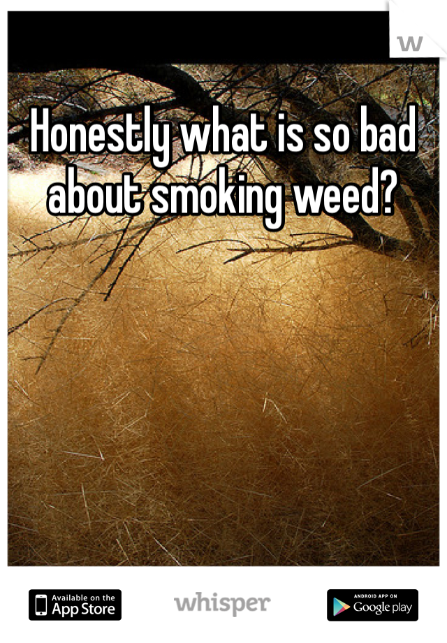 Honestly what is so bad about smoking weed?