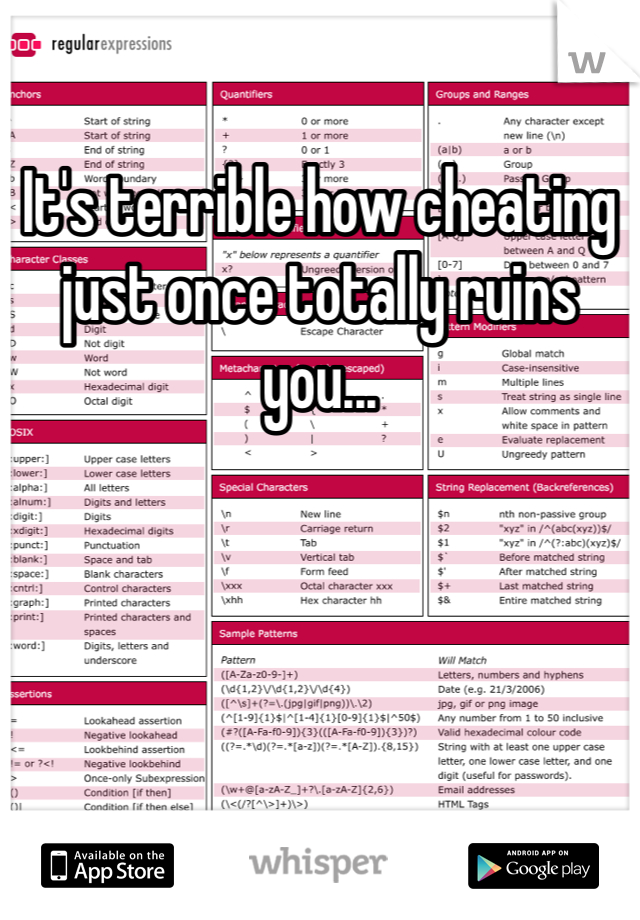 It's terrible how cheating just once totally ruins you...