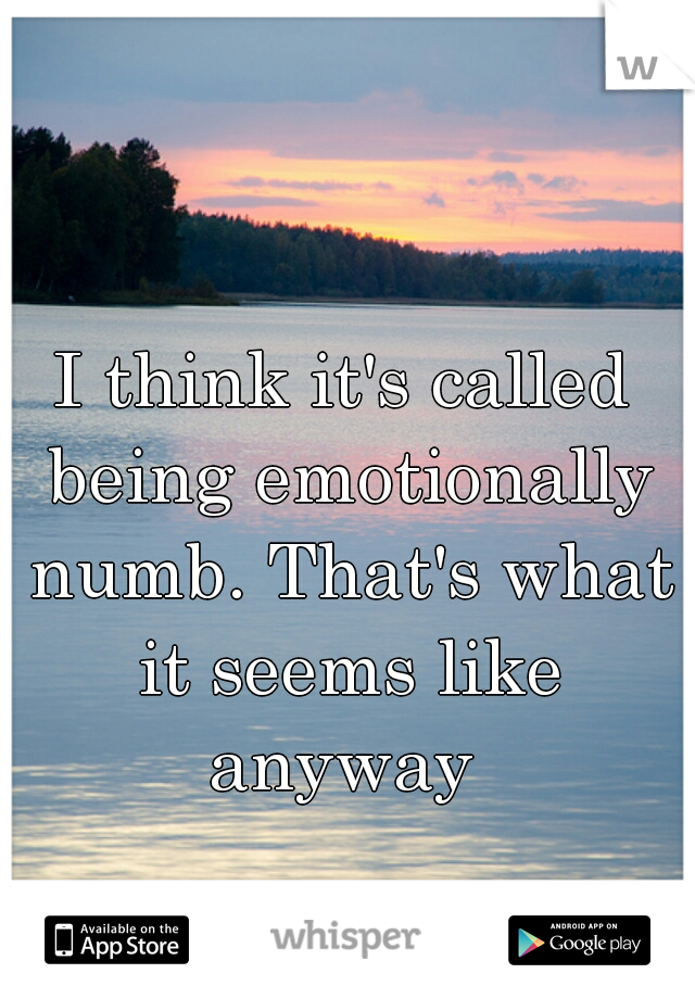 I think it's called being emotionally numb. That's what it seems like anyway 