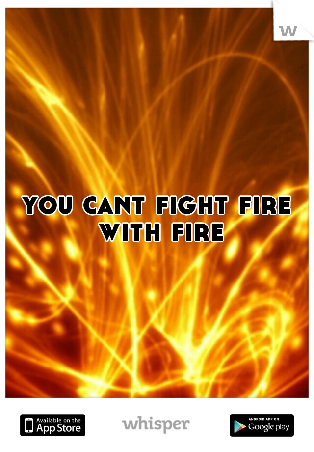 you cant fight fire with fire 