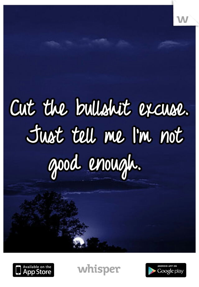 Cut the bullshit excuse. Just tell me I'm not good enough.  