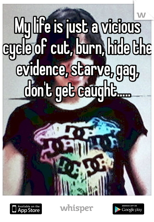 My life is just a vicious cycle of cut, burn, hide the evidence, starve, gag, don't get caught.....