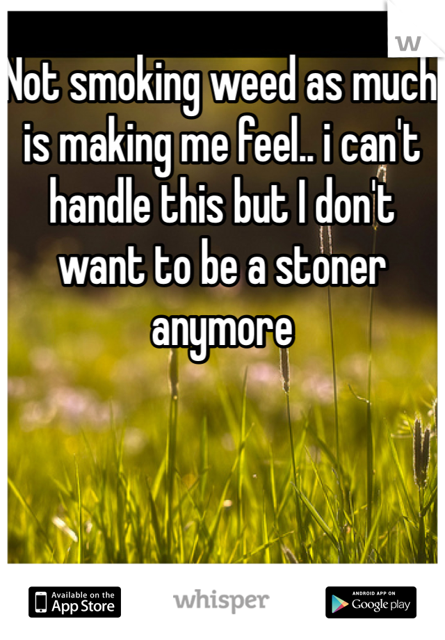 Not smoking weed as much is making me feel.. i can't handle this but I don't want to be a stoner anymore 