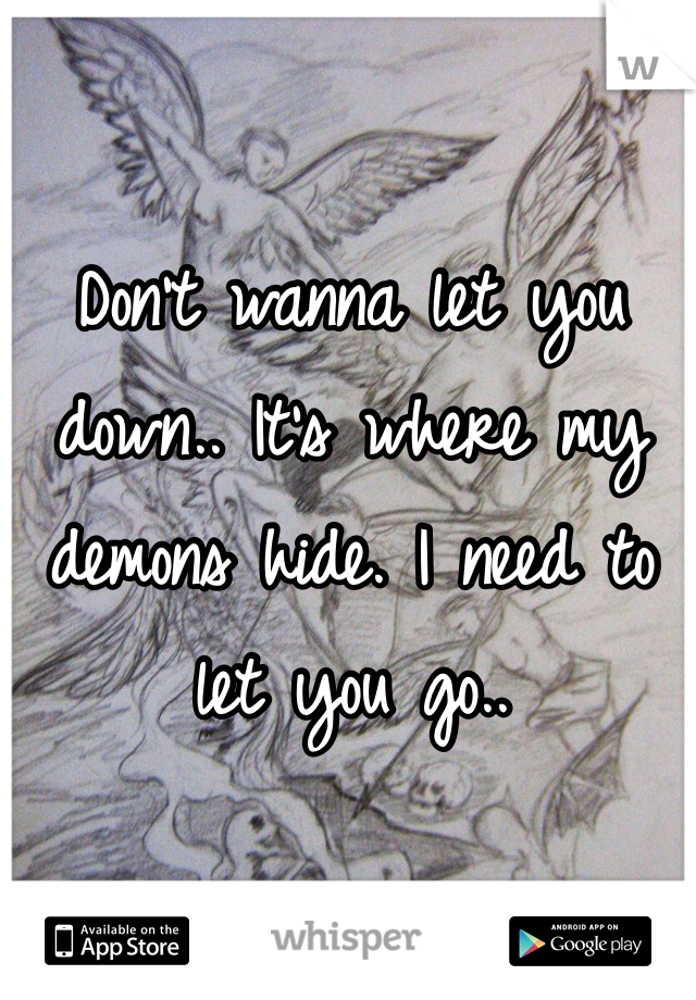 Don't wanna let you down.. It's where my demons hide. I need to let you go.. 